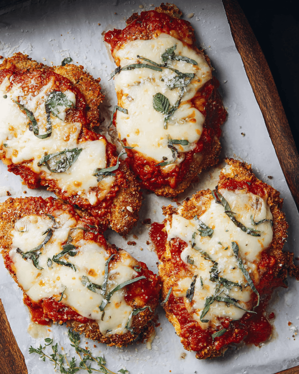 Hähnchen Parmesan – Knuspriges Hähnchen, aromatische Tomatensauce und ... Hähnchen Parmesan – Knuspriges Hähnchen, aromatische Tomatensauce und ...