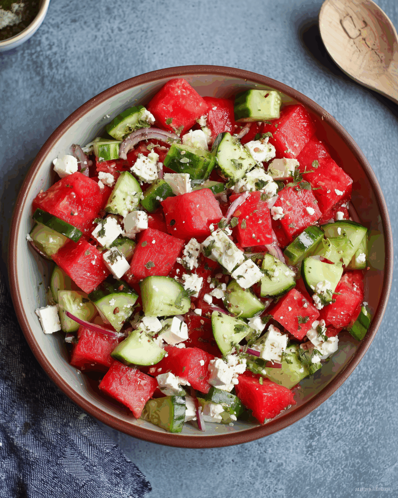 Kräuter-Wassermelonen-Feta-Salat: Ein erfrischender Sommerklassiker