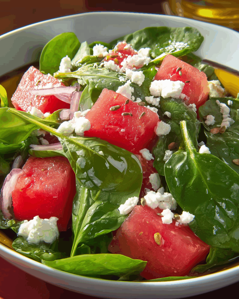 Wassermelonen-Spinat-Salat – Knackig, frisch & sommerlich