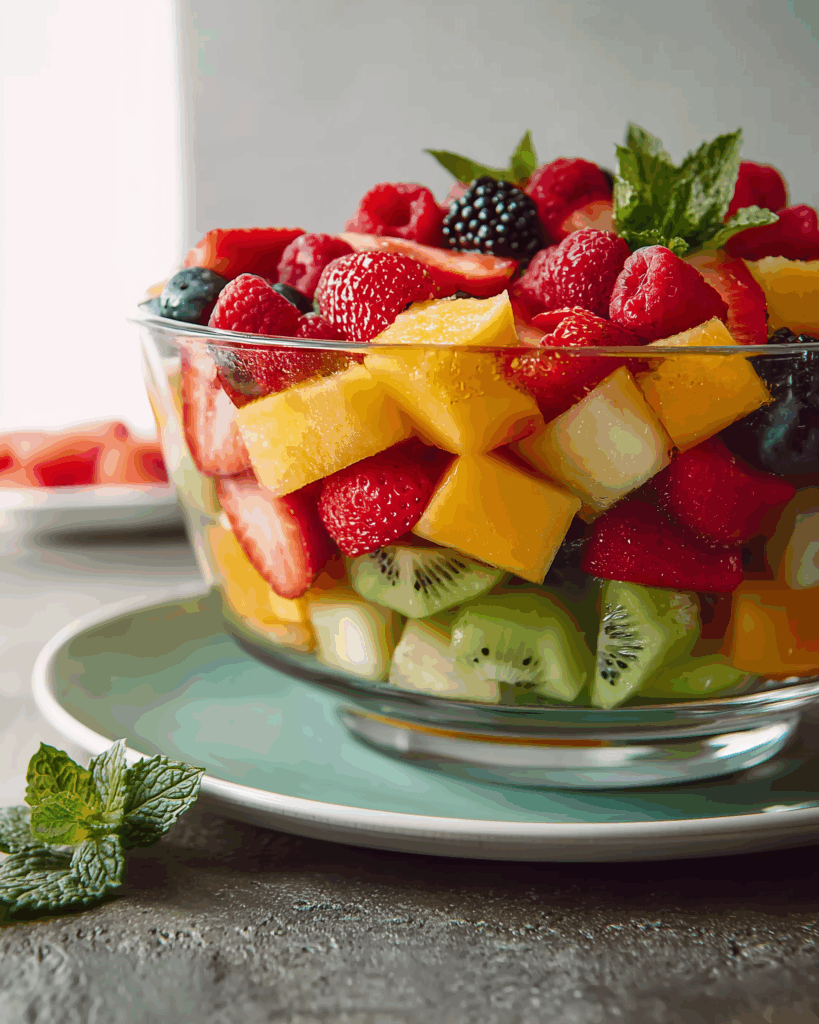 Perfekter sommerlicher Fruchtsalat – Ein bunter Mix aus sonnengereiften Früchten