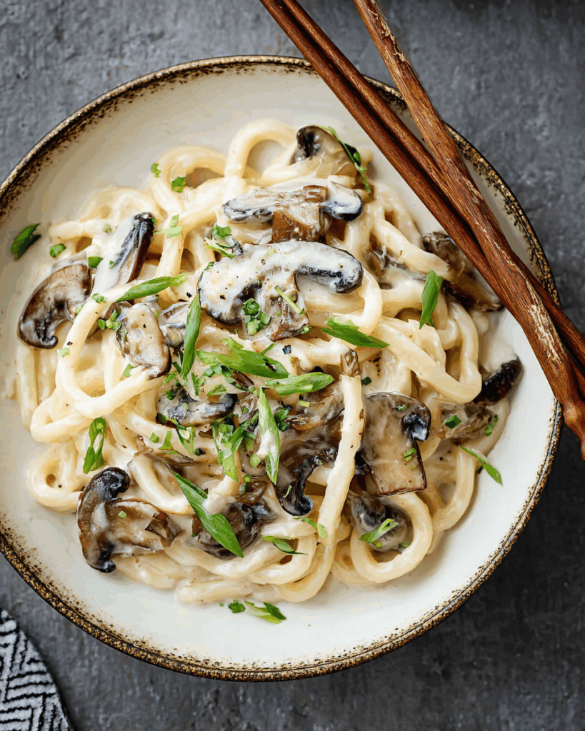 Cremige Pilz-Udon: Herzhaftes, schnelles Nudelgericht für jeden Tag