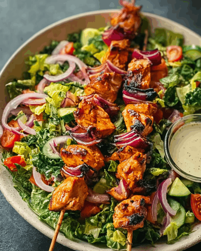 BBQ‑Hähnchen‑Spieß‑Salat – Rauchig, Knackig & Sommerlich