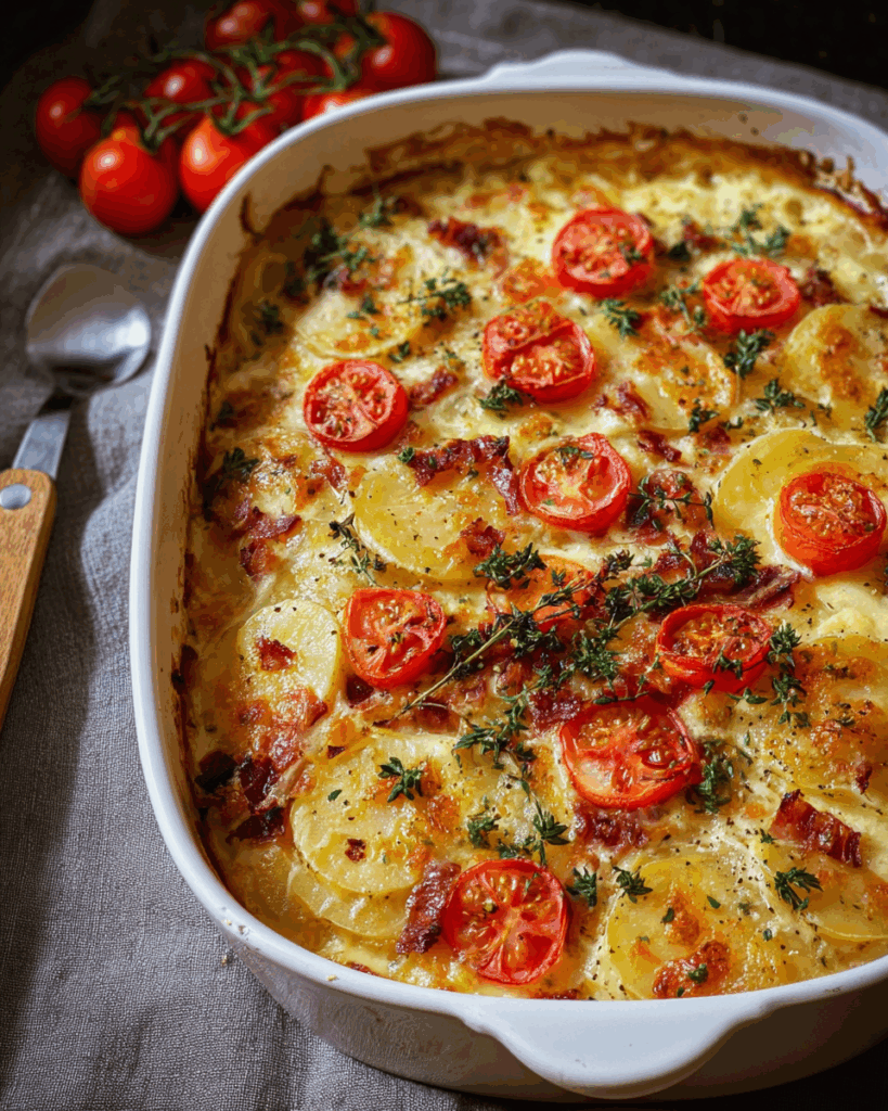 Kartoffel-Kohlrabi-Gratin mit Tomaten – Herzhaft, cremig und aromatisch