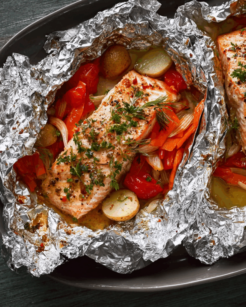 Saftiger Lachs im Alufolien-Päckchen: Einfach, lecker und schnell zubereitet – ein mediterraner Genuss für jeden Tag