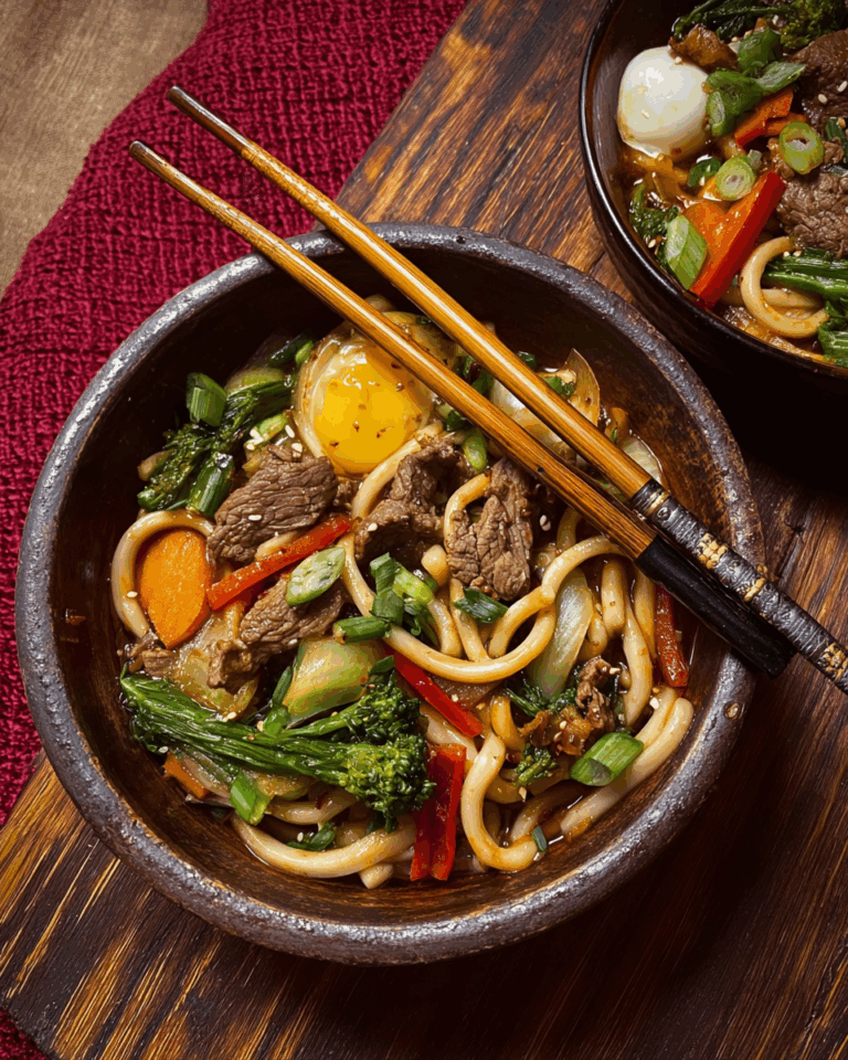 Würzige Udon-Nudeln mit Rindfleisch und Gemüse – Herzhaft, Aromatisch & Schnell gemacht