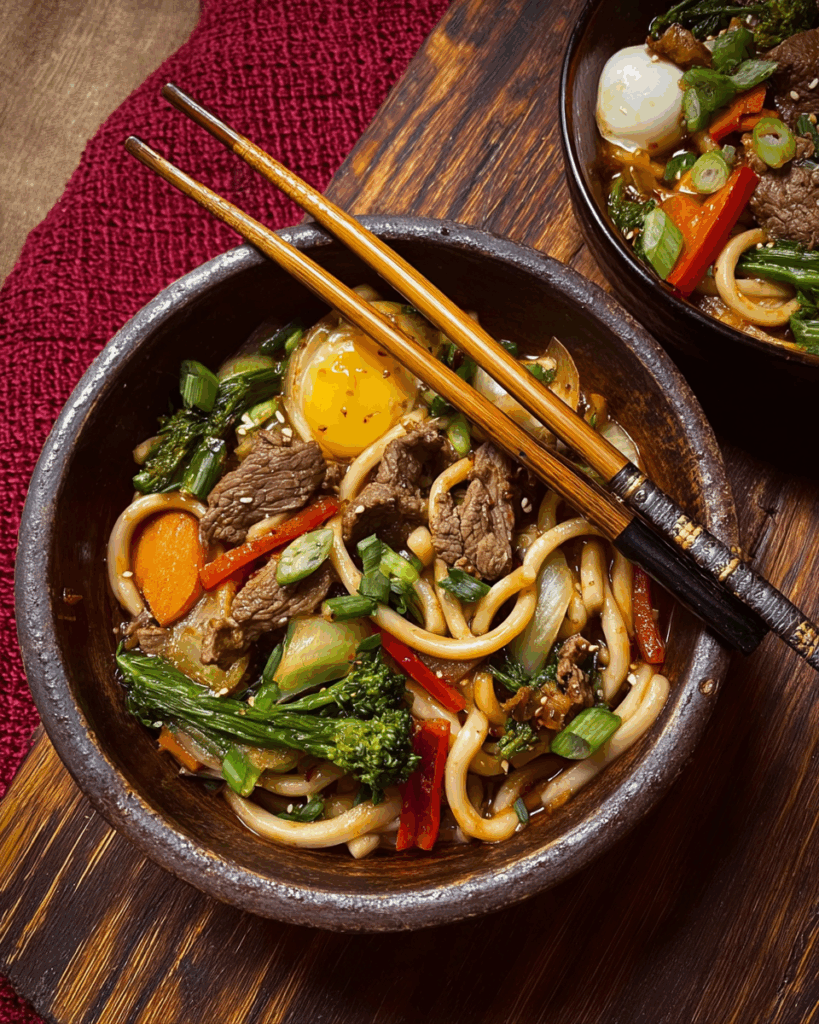 Würzige Udon-Nudeln mit Rindfleisch und Gemüse – Herzhaft, Aromatisch & Schnell gemacht