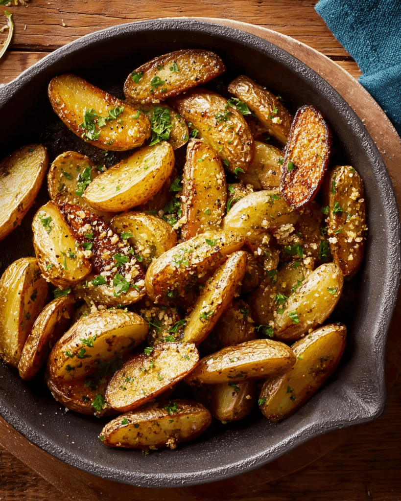 Überbackene Knoblauch-Parmesan-Fingerling-Kartoffeln: Ein köstlicher Klassiker der italienischen Küche