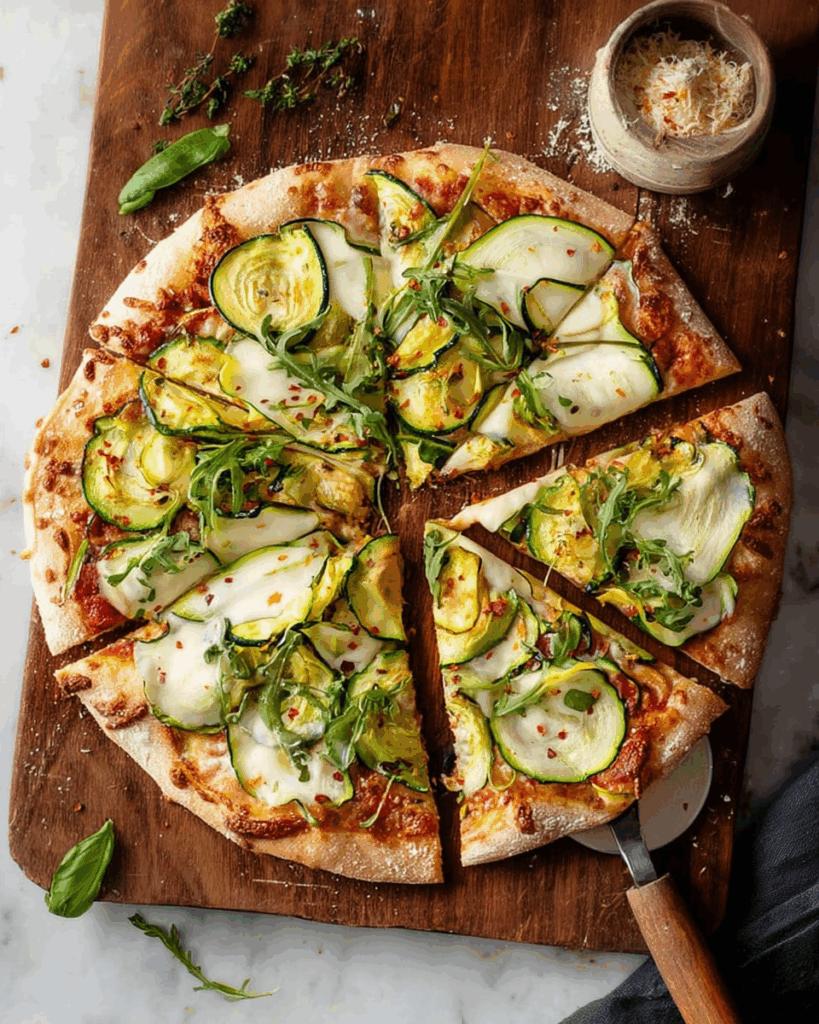Zucchini-Pizza mit frischen Kräutern: Ein grünes Sommervergnügen