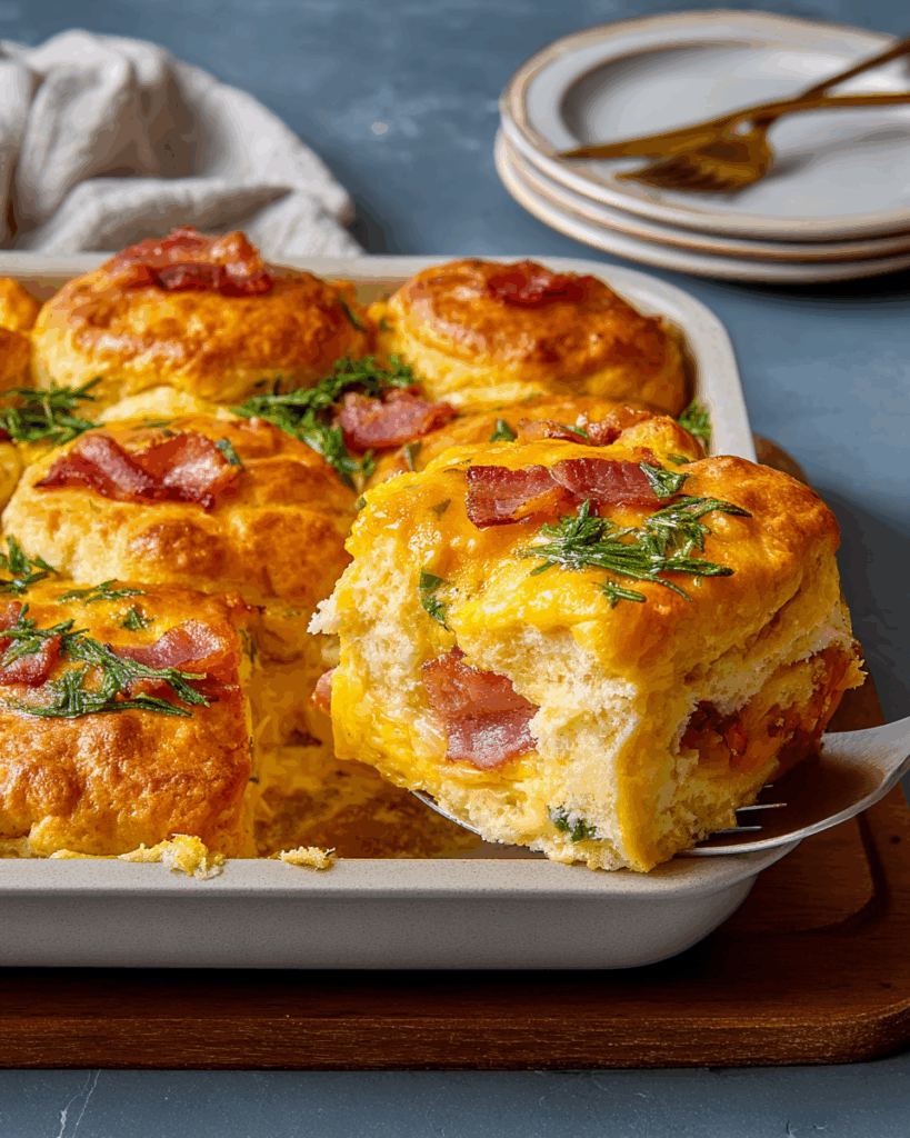 Bacon, Ei & Käse Biscuit-Auflauf – Ein herzhaftes Frühstücksgericht für die ganze Familie