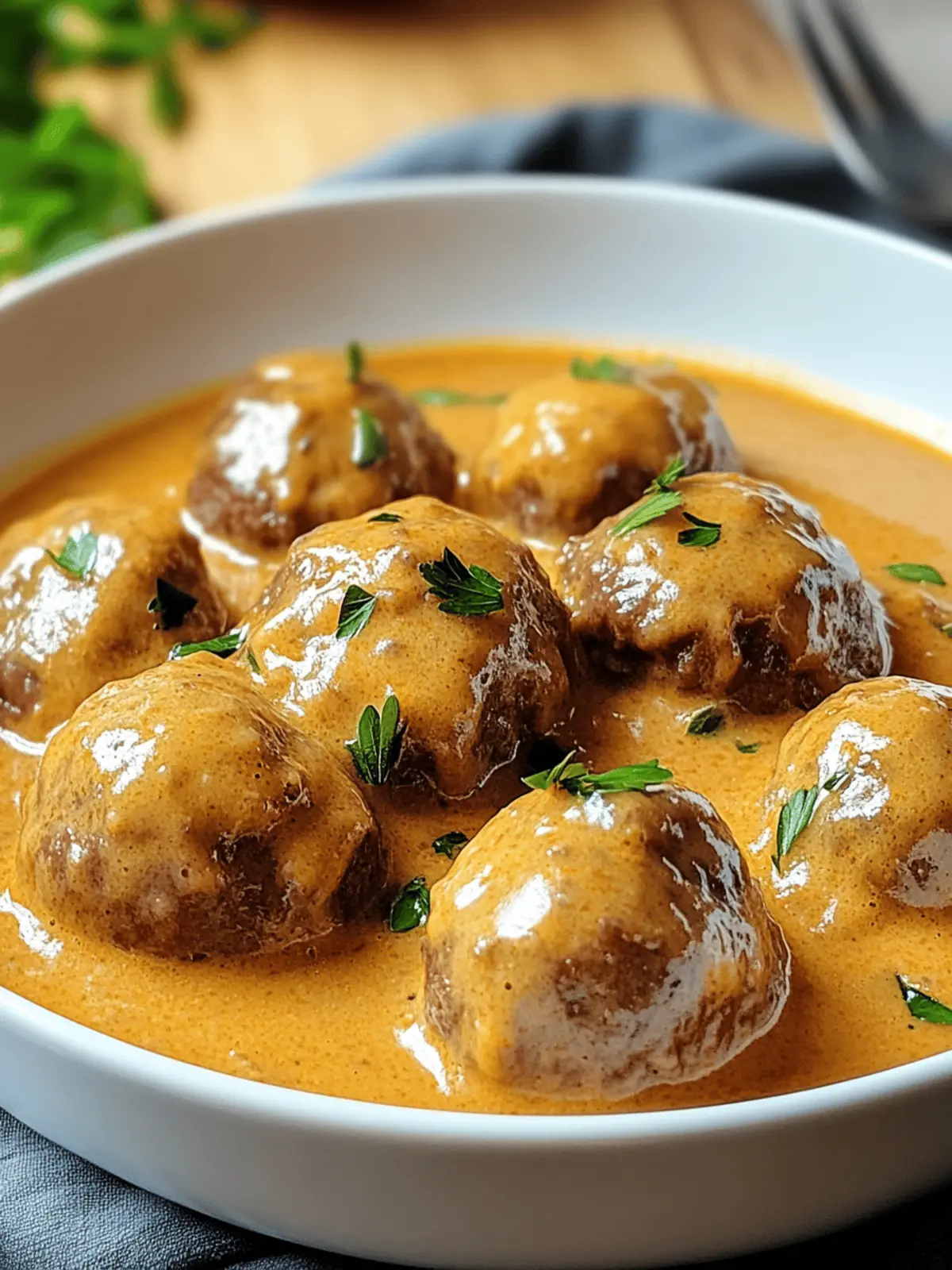 Hackbällchen in cremiger Sauce mit Kartoffelpüree