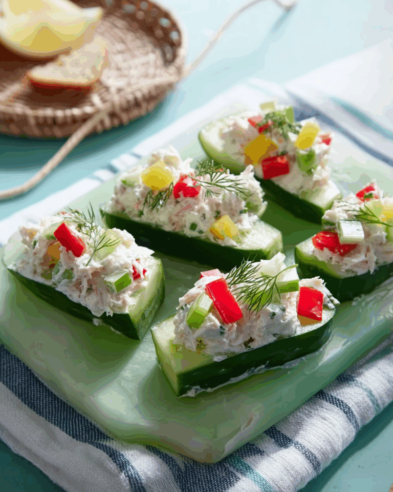Gurken-Boote mit Krabbenfüllung – Ein erfrischender, eleganter und köstlicher Appetizer für jeden Anlass