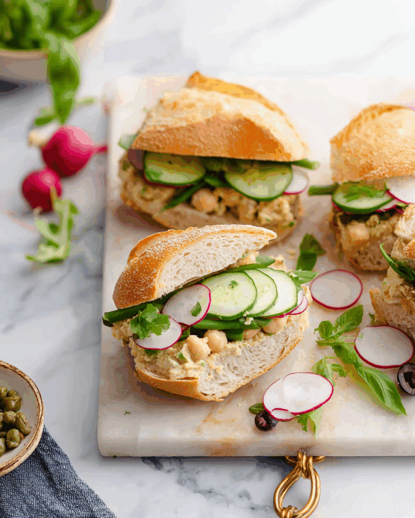 Veganer Kichererbsensalat-Sandwich: Ein frischer Genuss