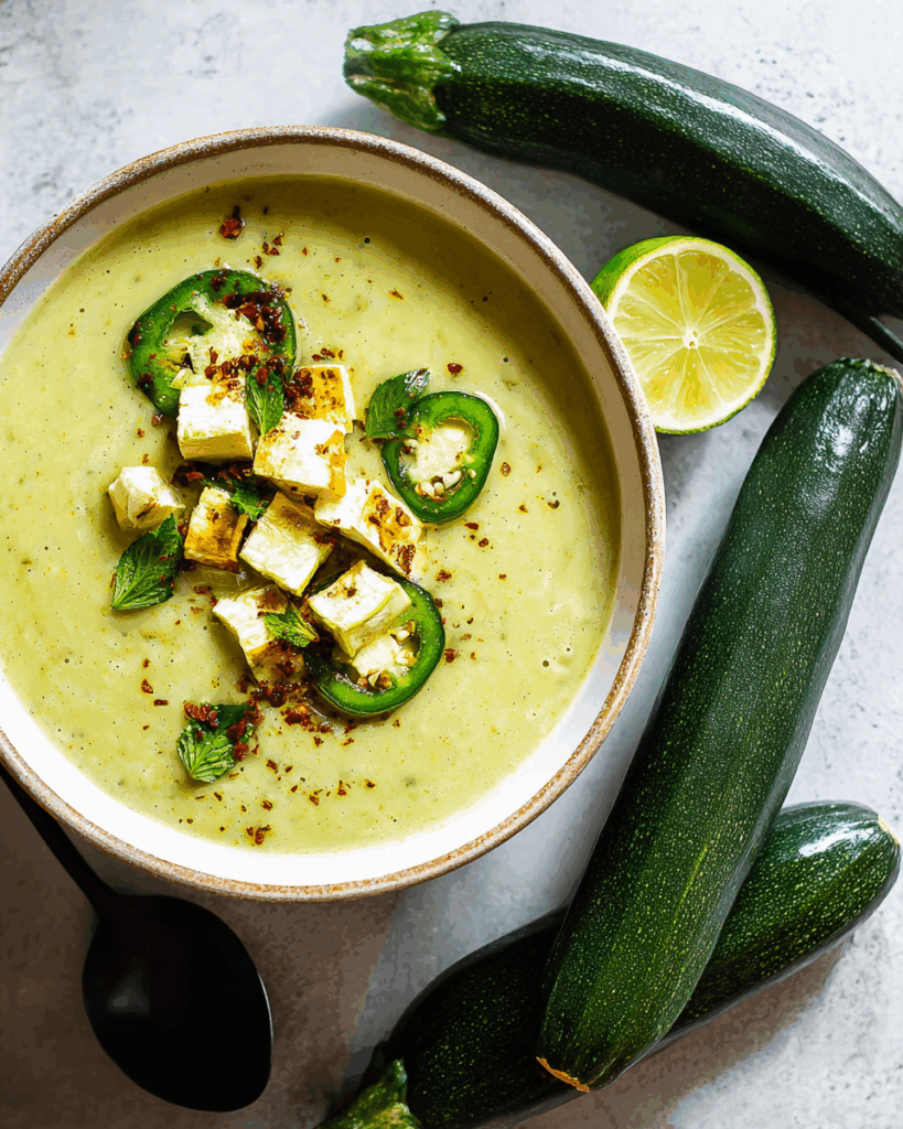 Zucchini-Poblano-Suppe – Ein cremiger, rauchiger Genuss mit einem Hauch von Schärfe