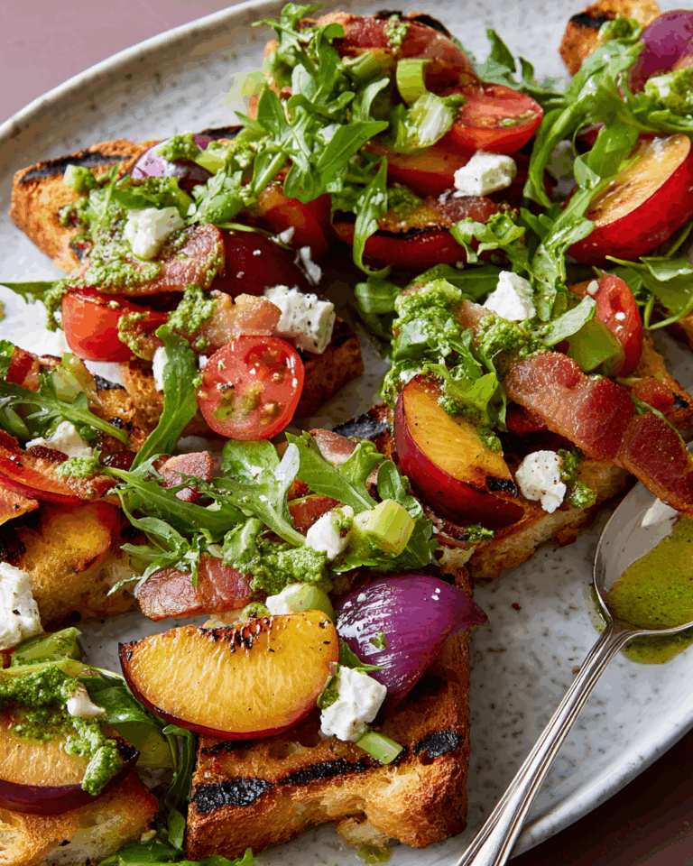 Grillierte Pflaumen-Pancetta-Panzanella-Salat – Ein mediterraner Genuss