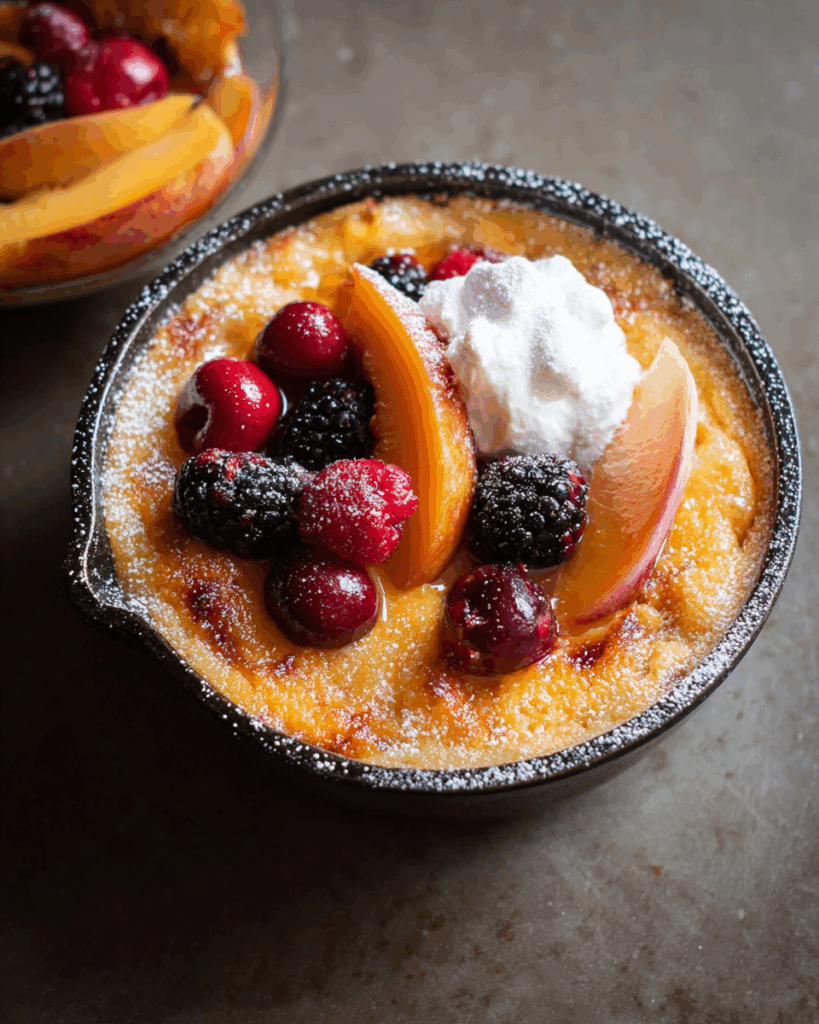 Pfirsich Dutch Baby – Das perfekte Ofenpfannkuchen-Meisterwerk mit sommerlicher Frische