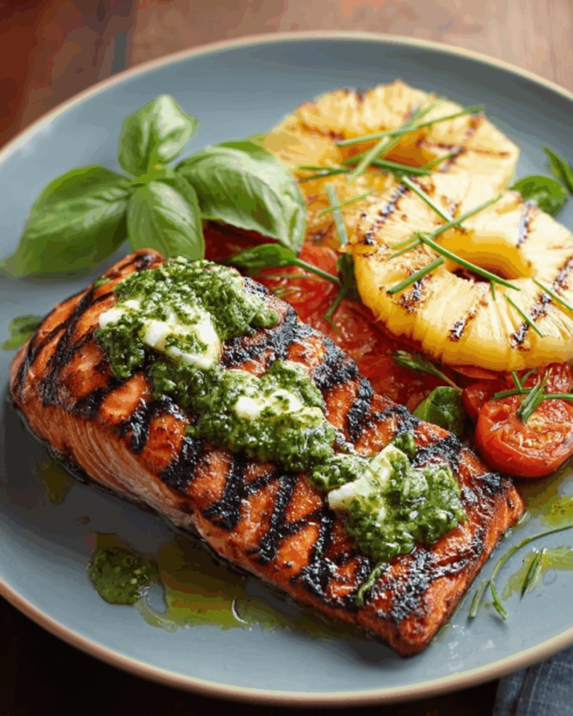 Gegrillter Lachs mit Ananas und Avocadodressing: Ein erfrischendes Sommergericht