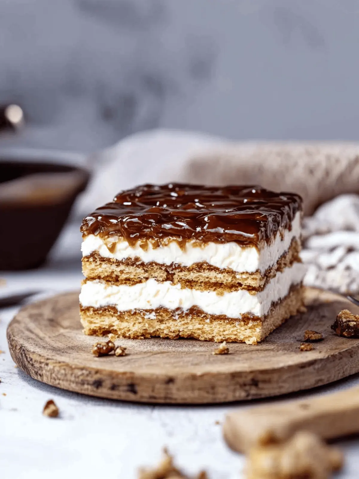 Butterkeks-Kuchen ohne Backen mit Milchmädchen Karamell