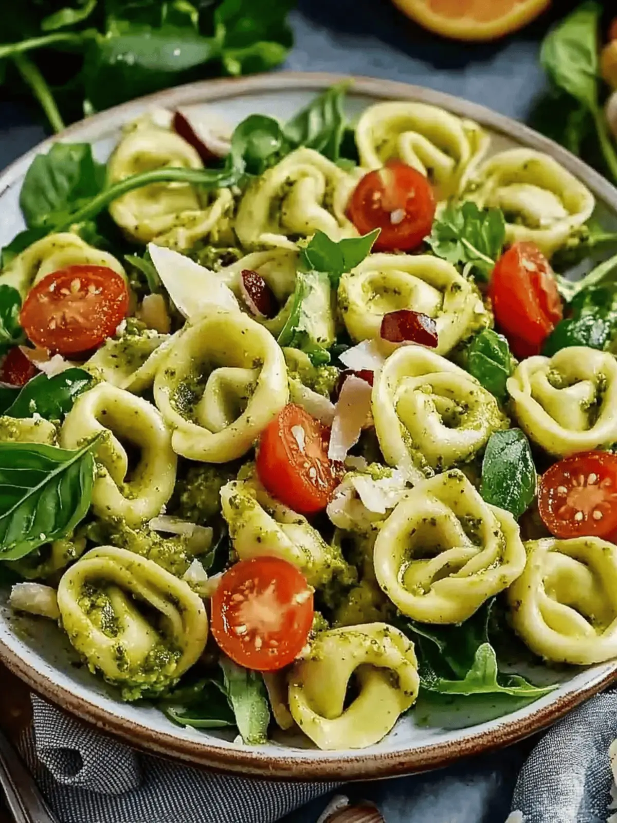 Italienischer Tortellini Salat mit Pesto