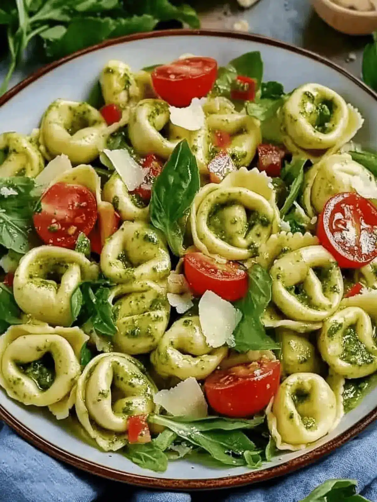 Italienischer Tortellini Salat mit Pesto