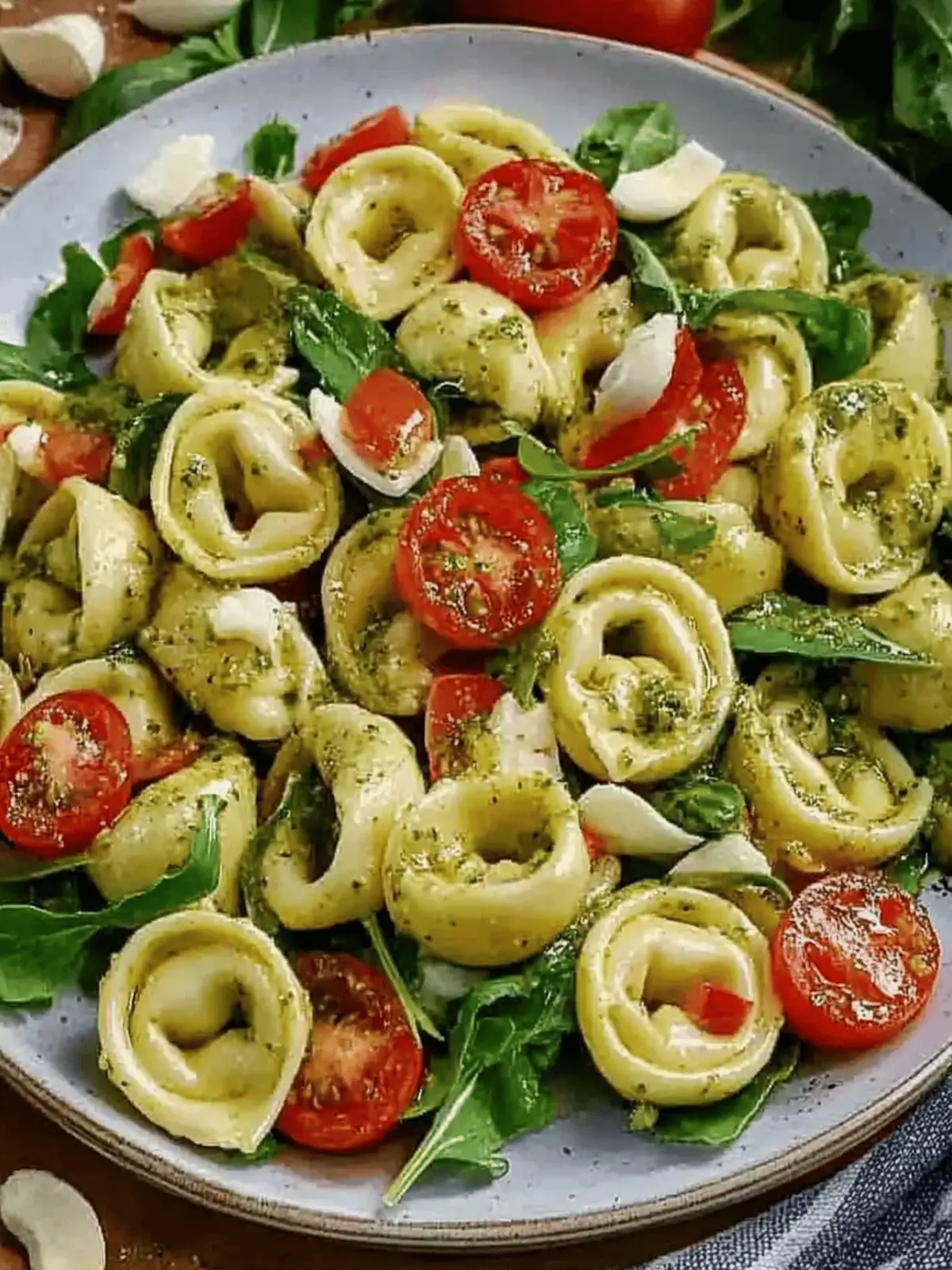 Italienischer Tortellini Salat mit Pesto