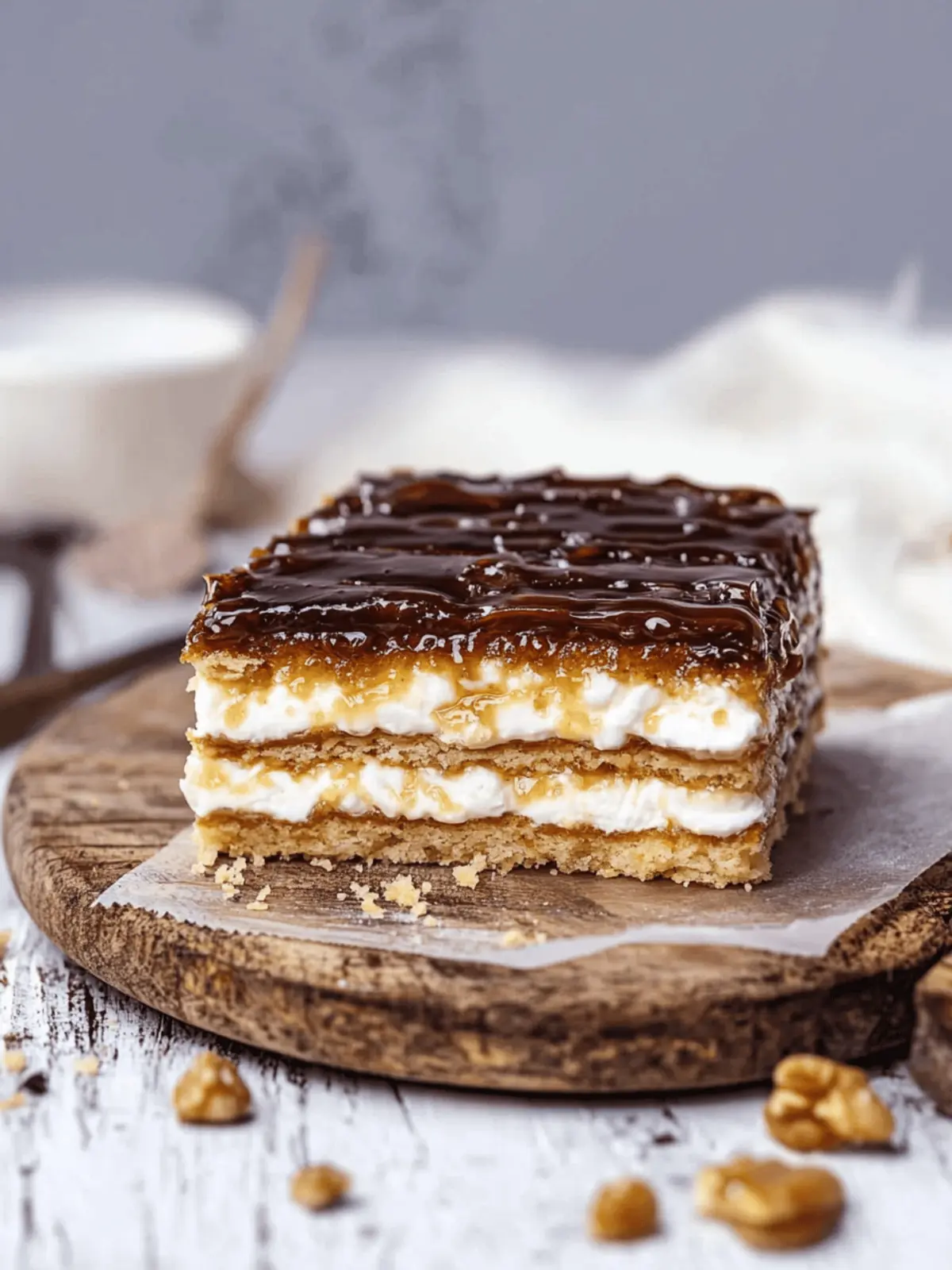Butterkeks-Kuchen ohne Backen mit Milchmädchen Karamell