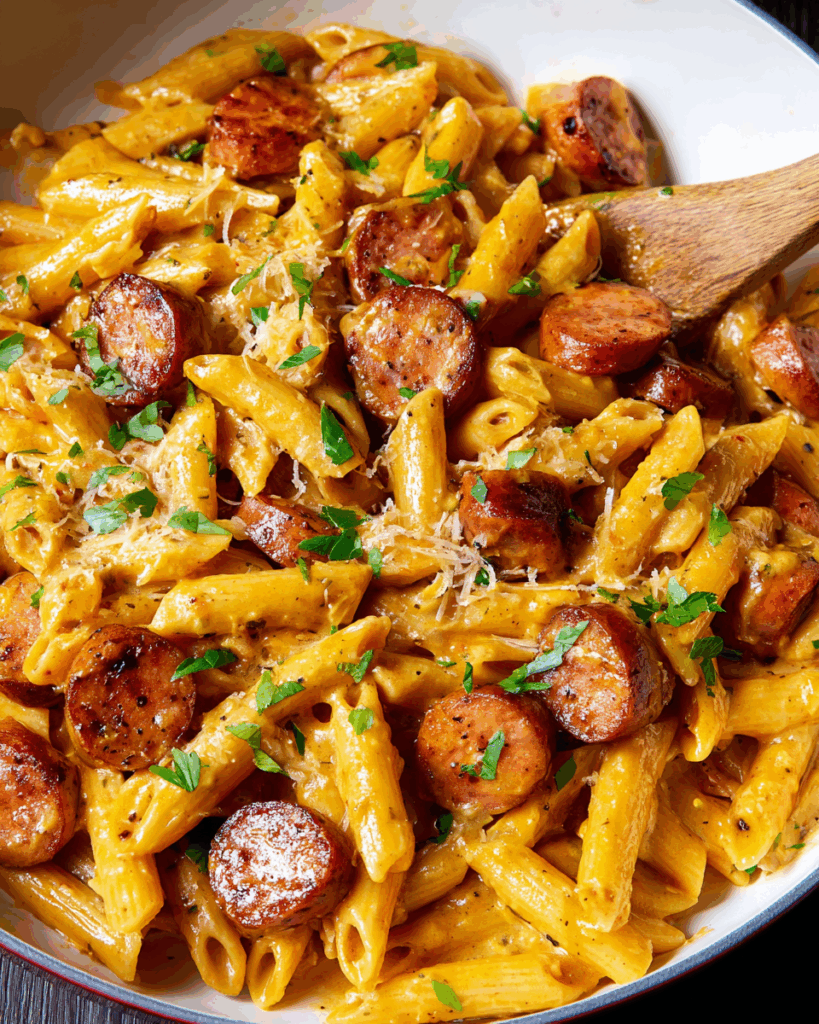 Geräucherte Wurst Cajun Alfredo – Ein würziger Klassiker mit rauchigem Twist