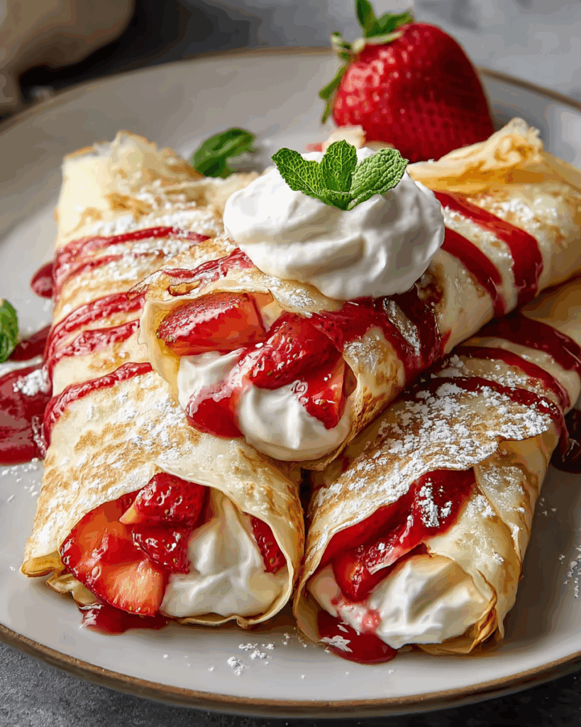 Fluffige Erdbeer-Frischkäse-Crêpes – Ein luxuriöser Start in den Tag