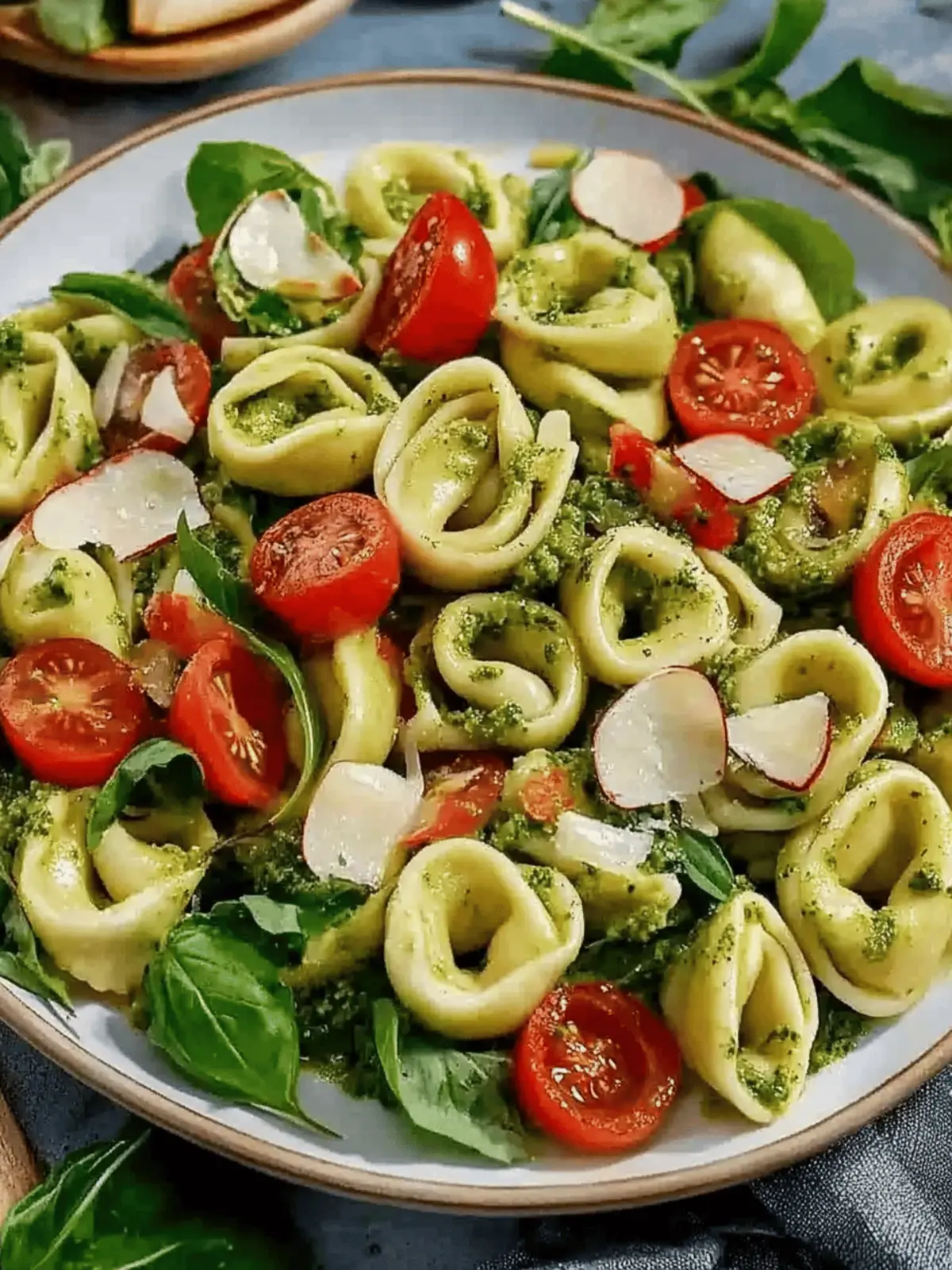 Italienischer Tortellini Salat mit Pesto