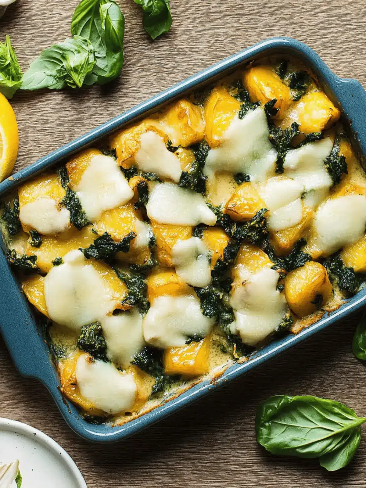 Gnocchi-Spinat-Auflauf mit Hähnchen und Curry