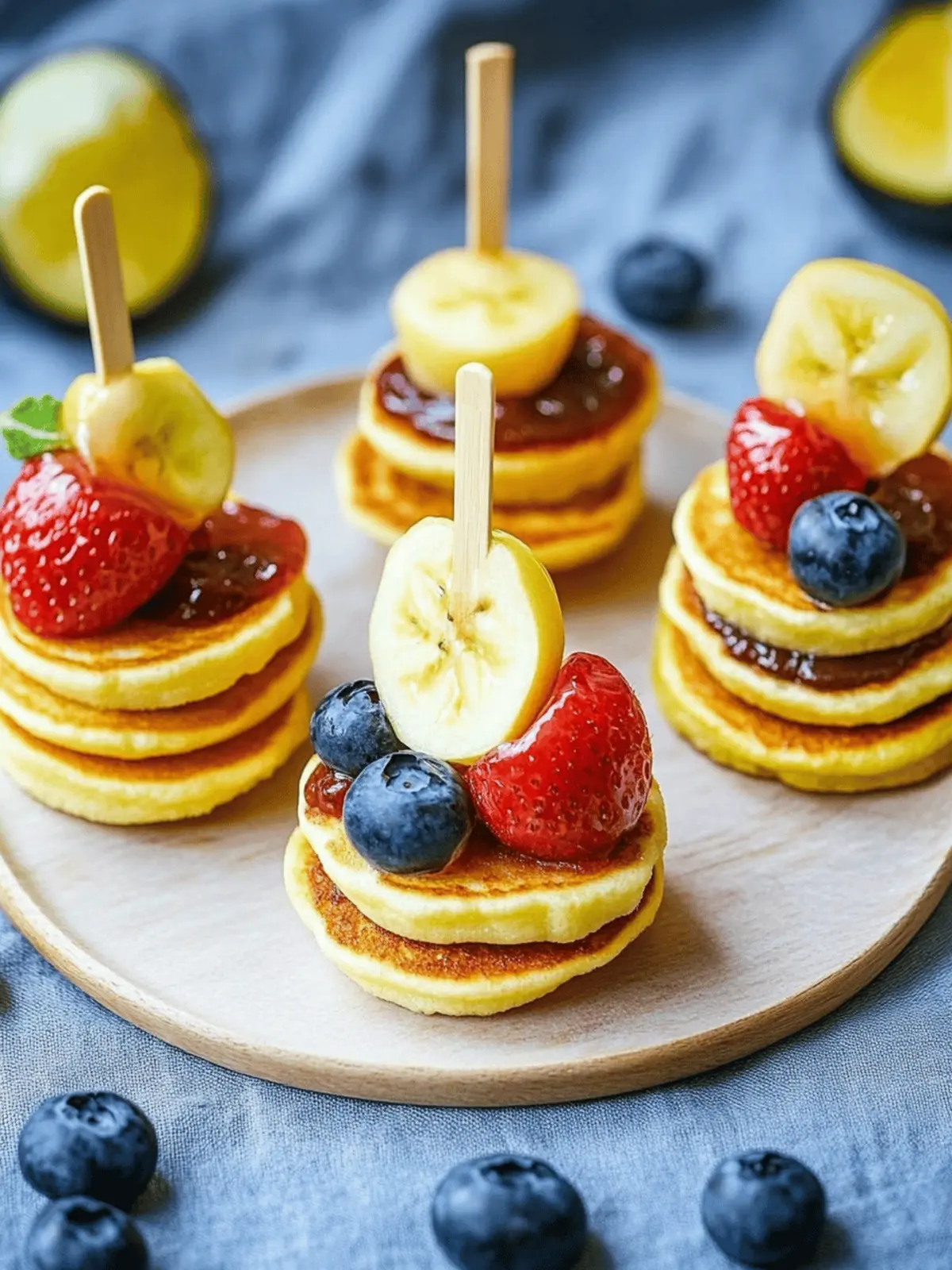Mini-Pfannkuchen-Spieße mit Obst
