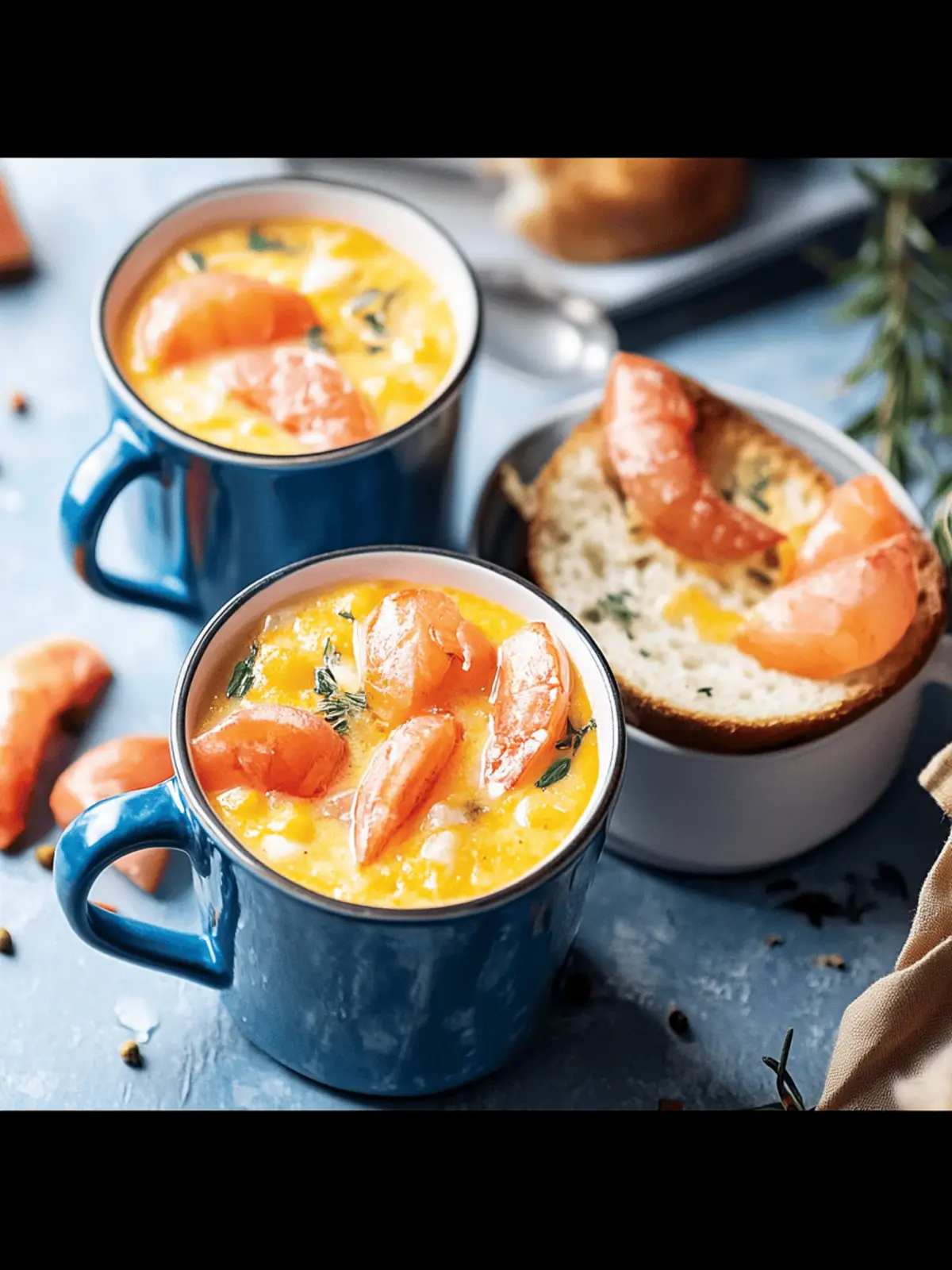 Kürbissuppe mit Garnelen