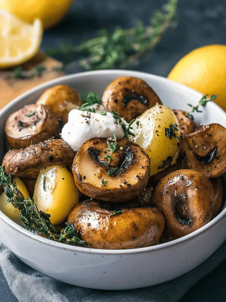 Champignons aus der Heißluftfritteuse mit Knoblauchsoße