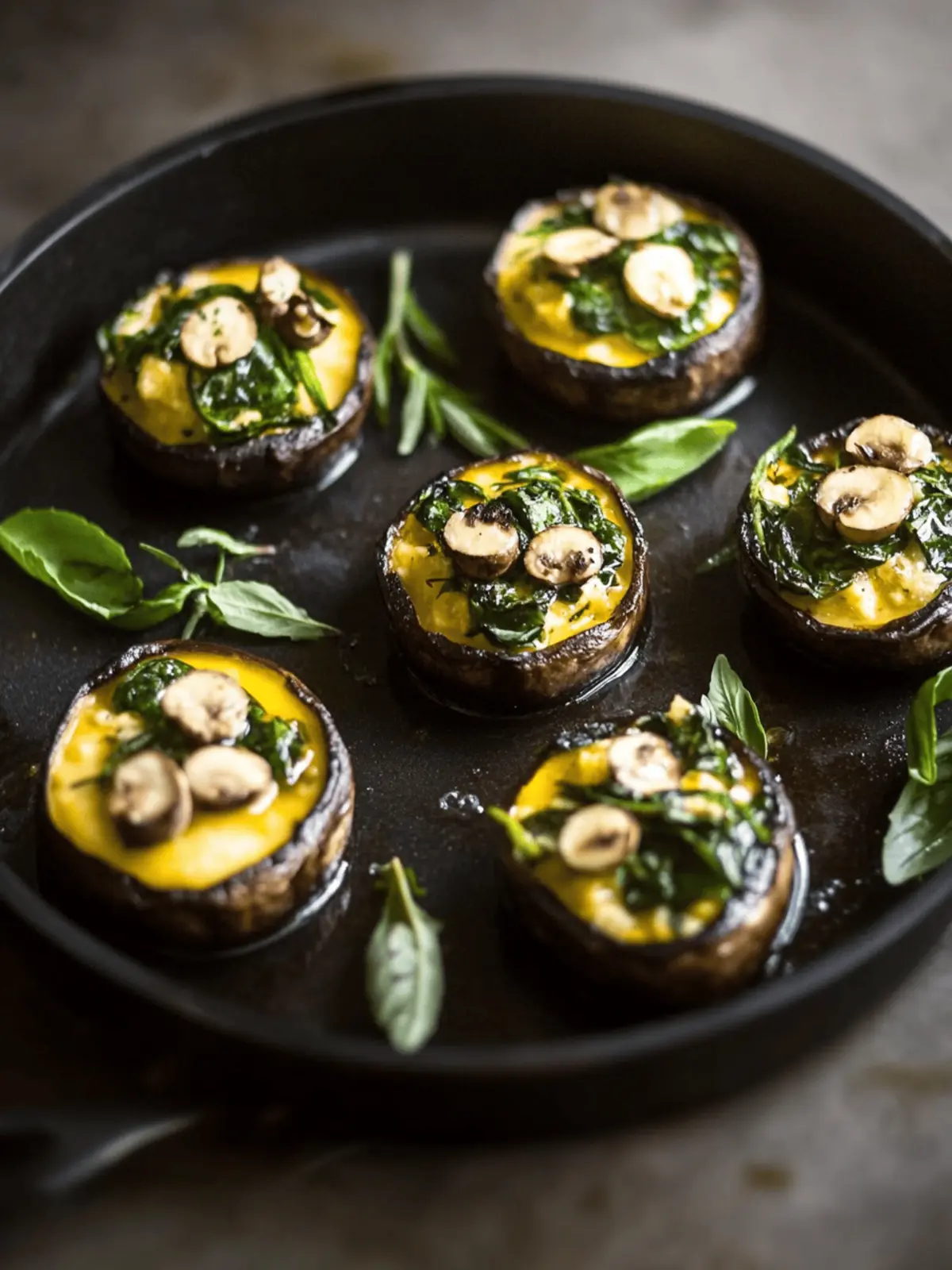 Gefüllte Champignons mit Spinat und Feta herstellen 3 Gefüllte Champignons