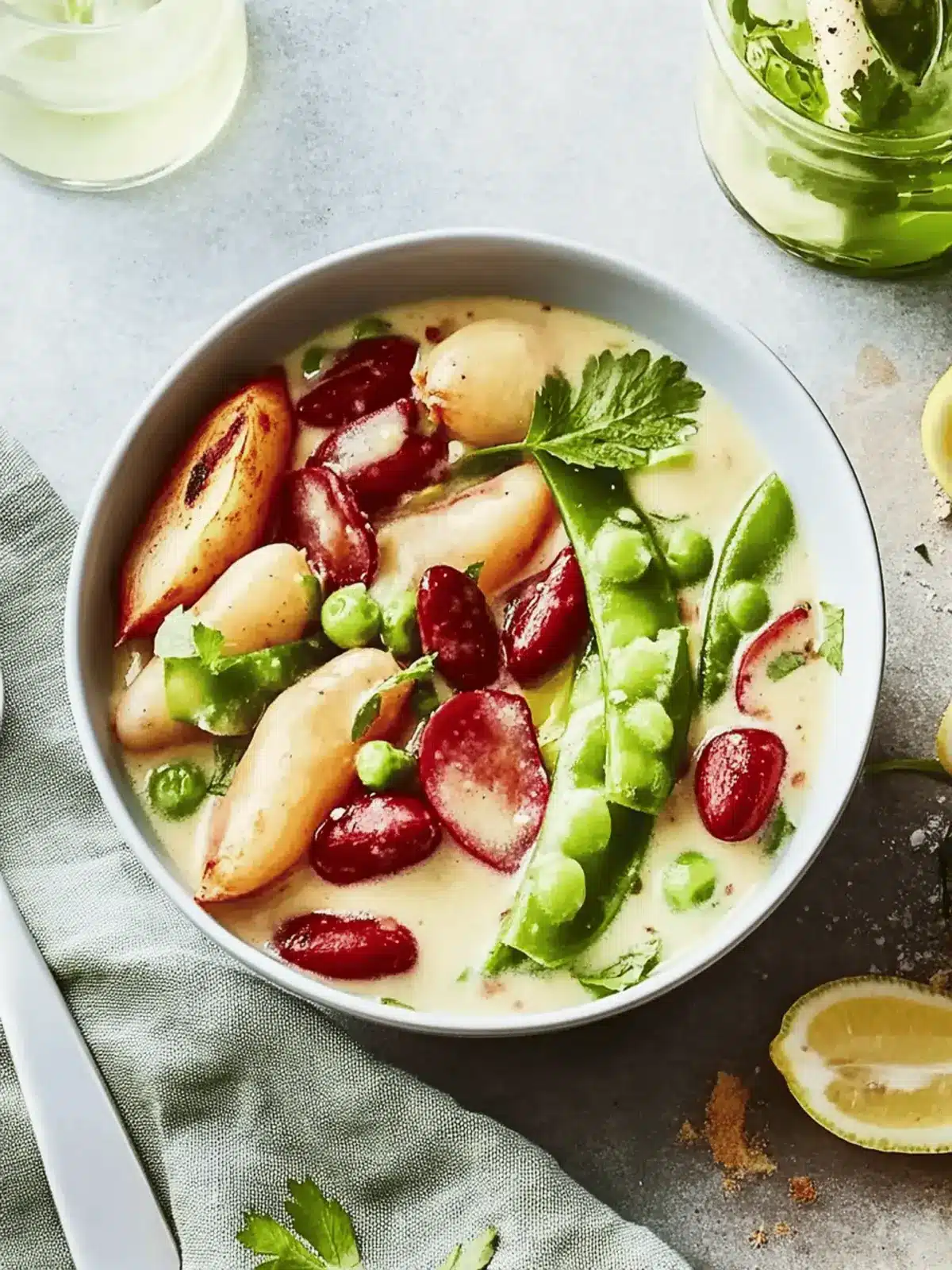 Spargel-Bohnen-Eintopf mit Chorizo-Chips