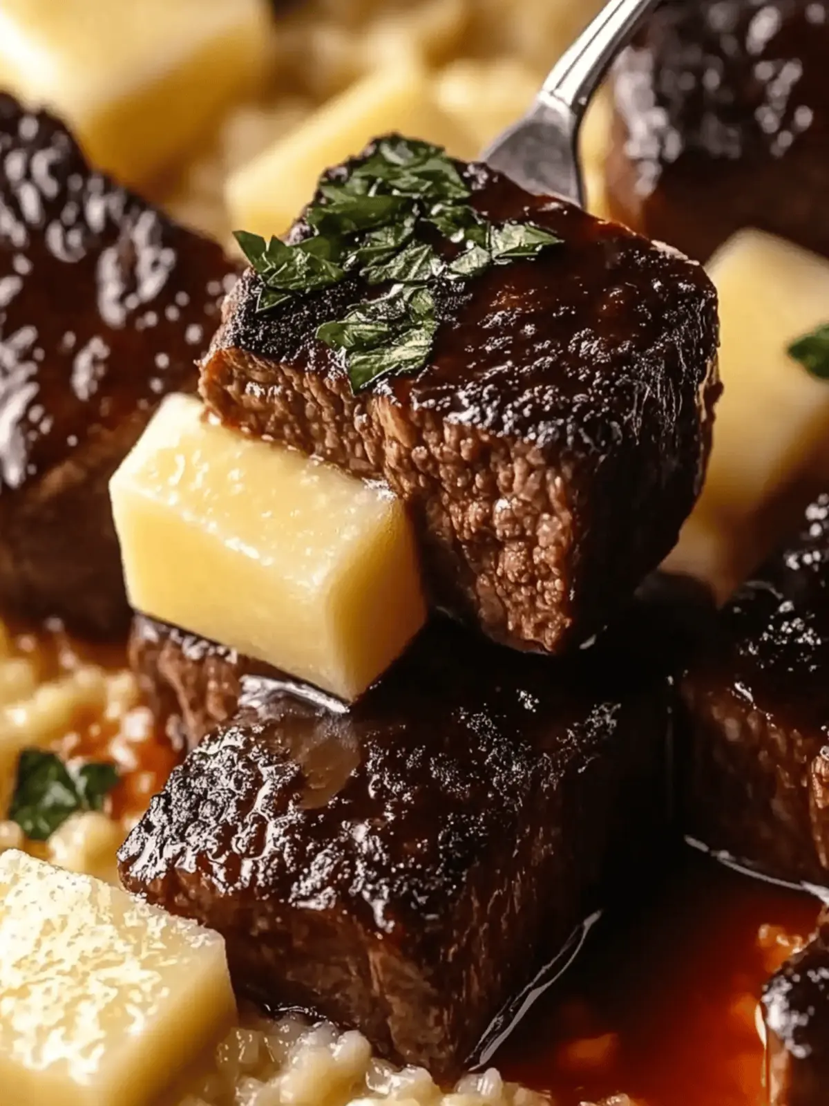 Enjoy tender beef brisket in cola with creamy parmesan risotto.