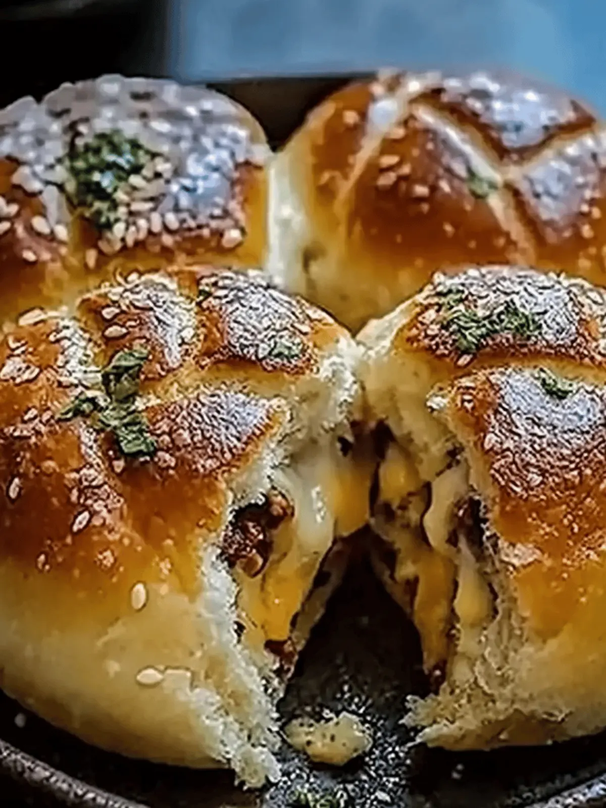 Knoblauch Parmesan Cheeseburger Bomben