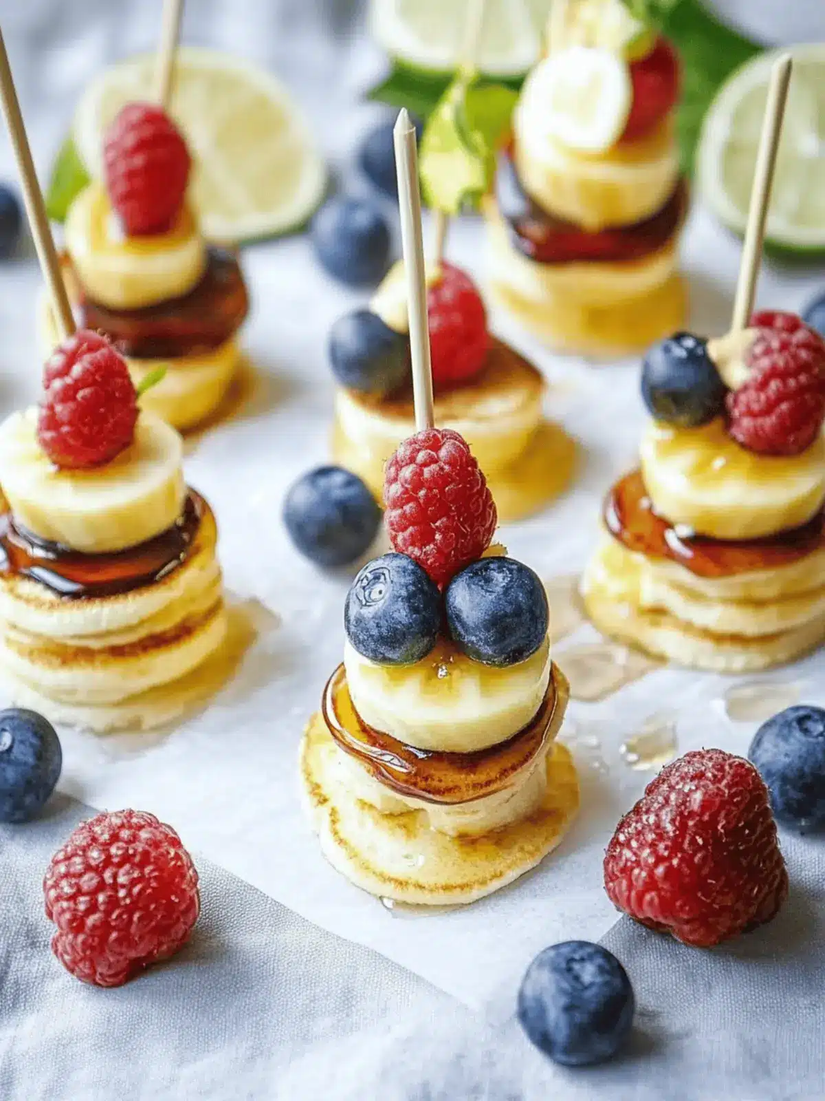 Mini-Pfannkuchen-Spieße mit Obst
