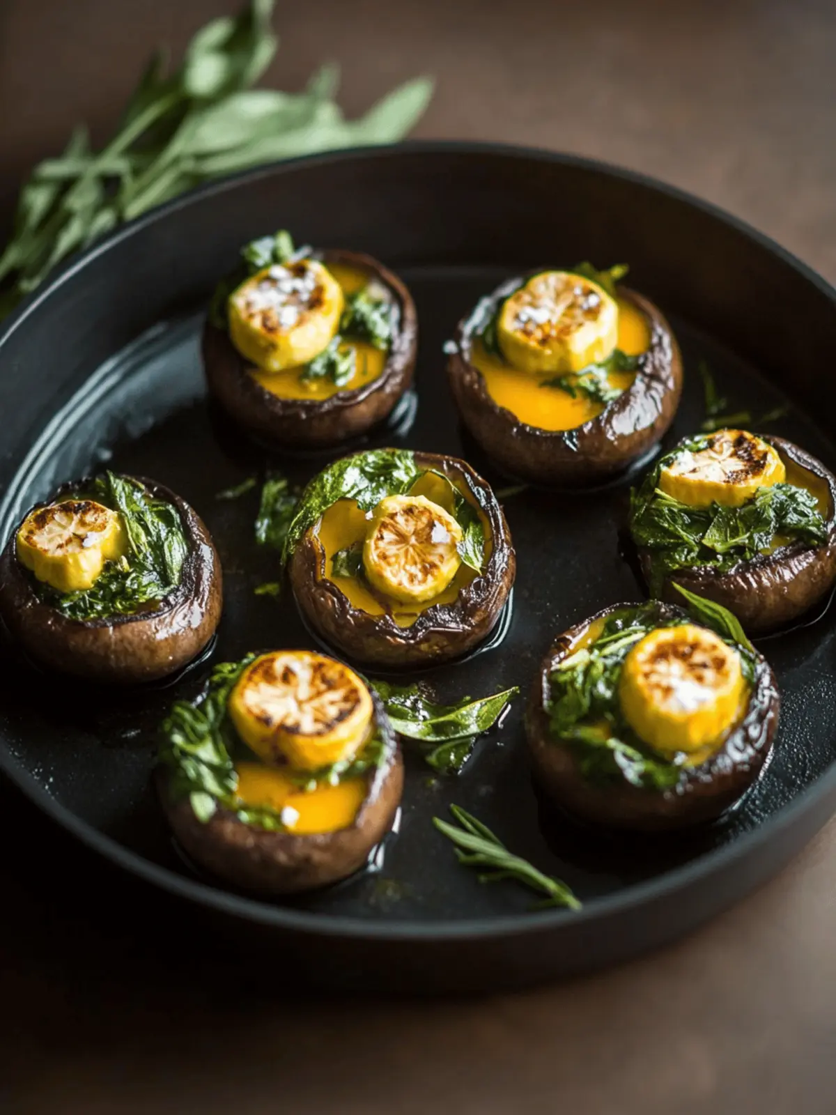 Gefüllte Champignons mit Spinat und Feta herstellen 5 Gefüllte Champignons