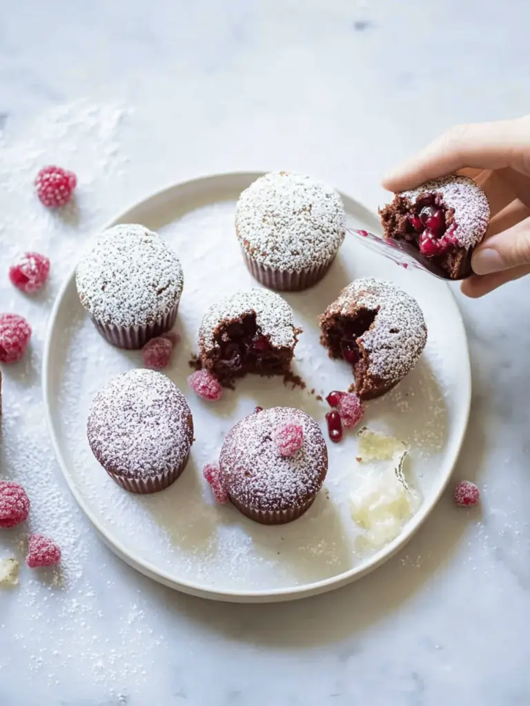 Himbeer-Schokoladen-Cupcakes mit flüssigem Kern