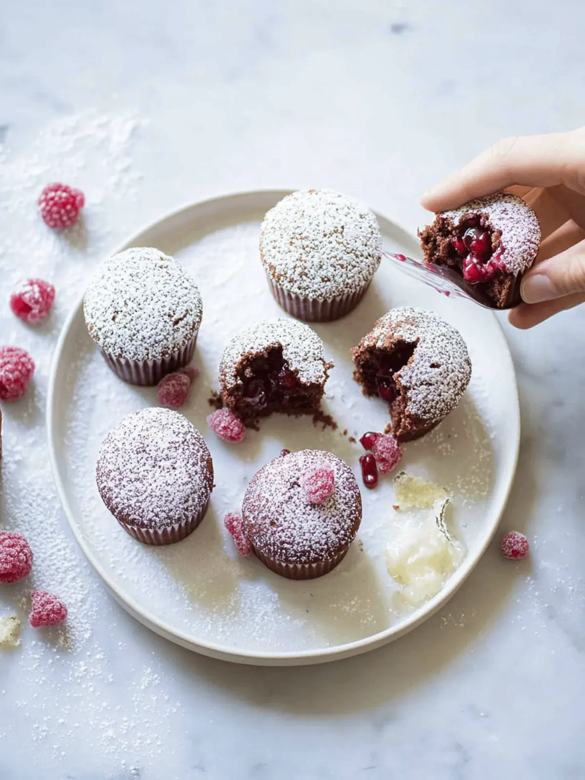 Himbeer-Schokoladen-Cupcakes mit flüssigem Kern