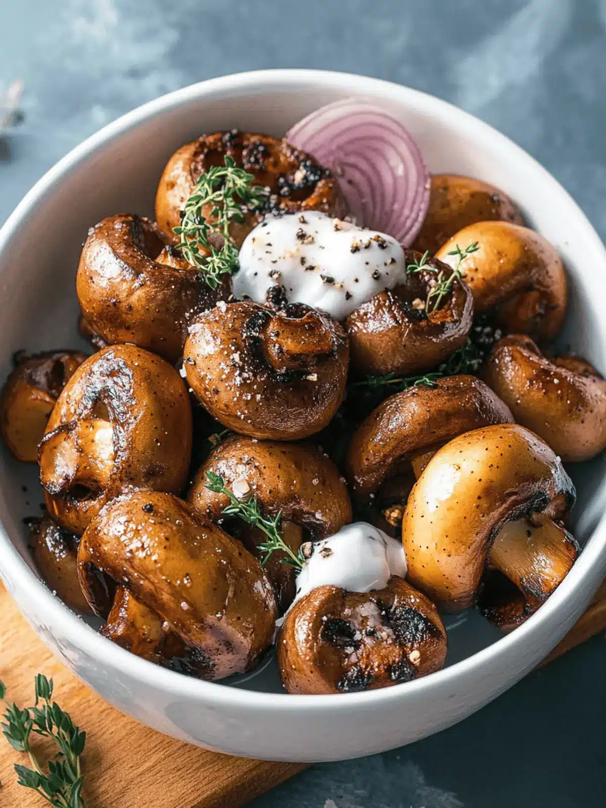 Champignons aus der Heißluftfritteuse mit Knoblauchsoße