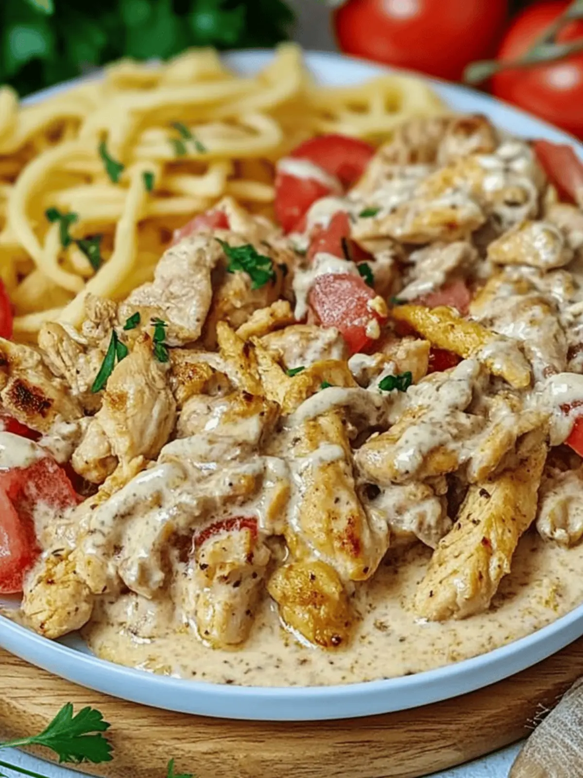 Simple chicken gyros in creamy sour cream sauce