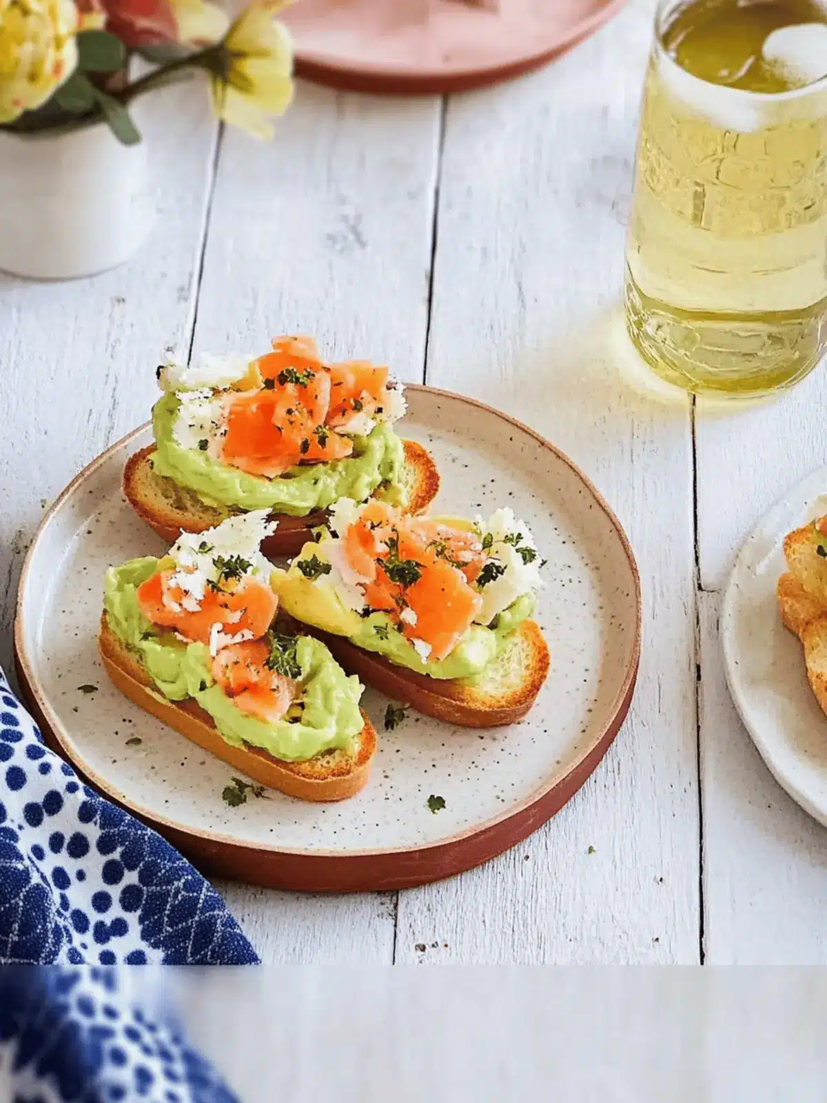 Crostini mit Avocado-Creme und Lachs genießen 2 Crostini with Avocado cream and salmon