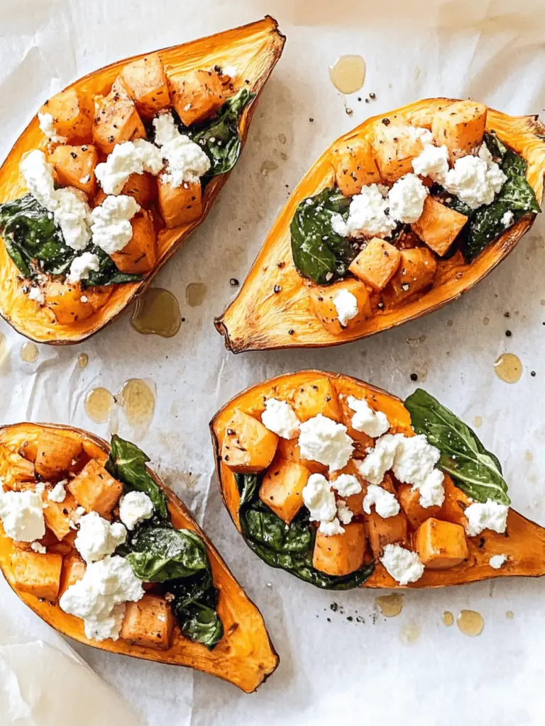 Filled sweet potato with feta and spinach
