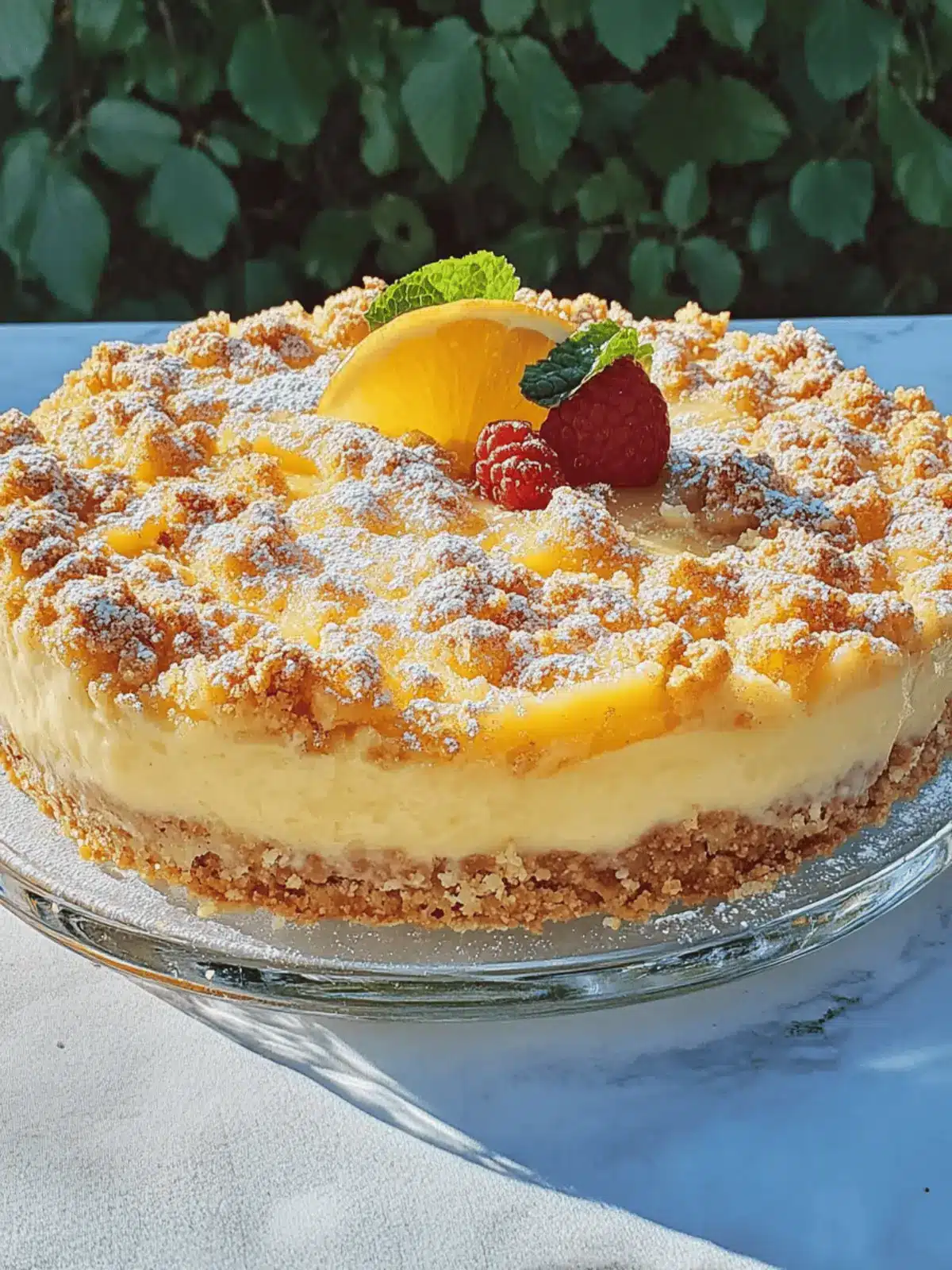 Pear cake with crumbs and sour cream