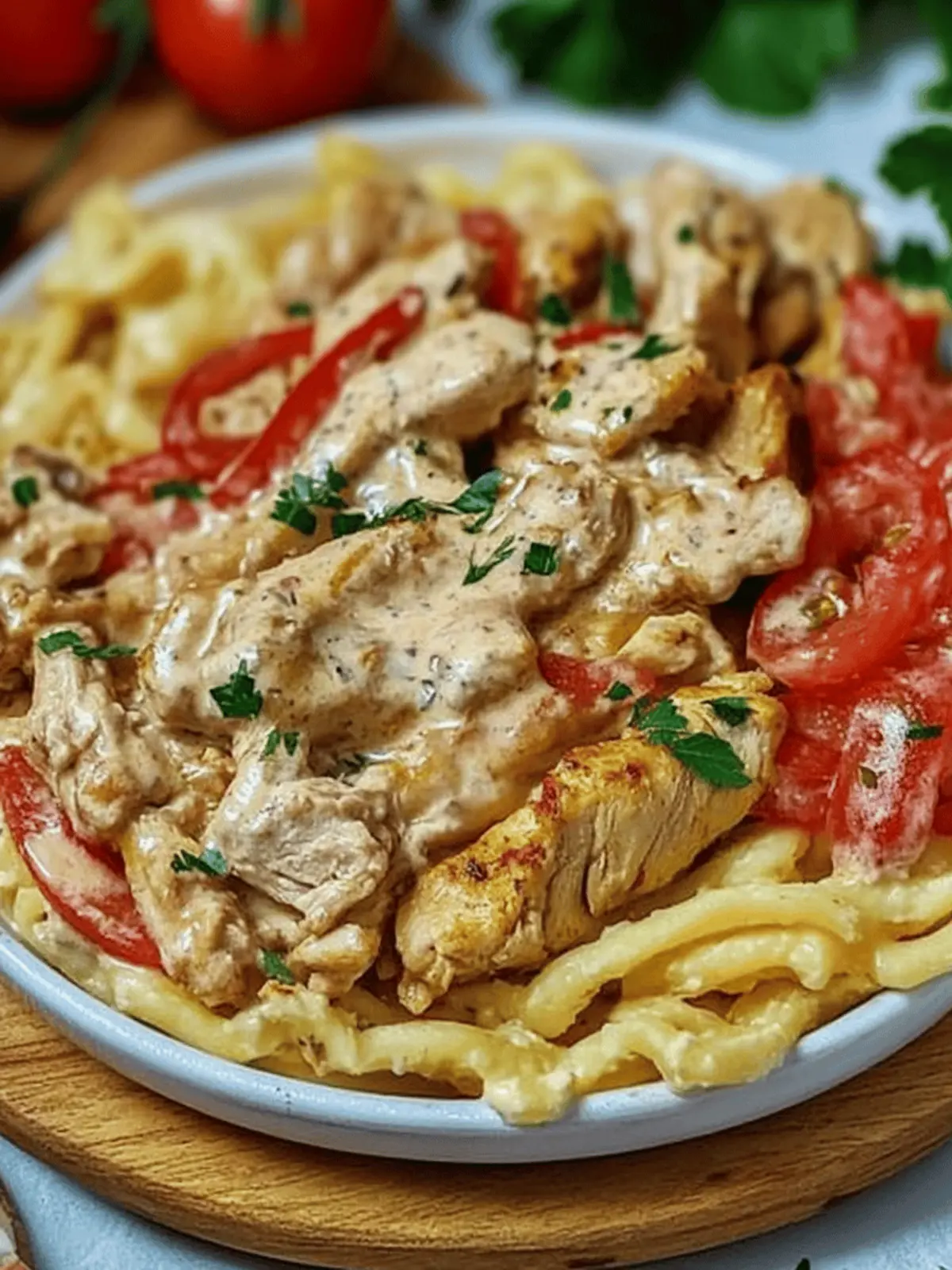 Simple chicken gyros in creamy sour cream sauce