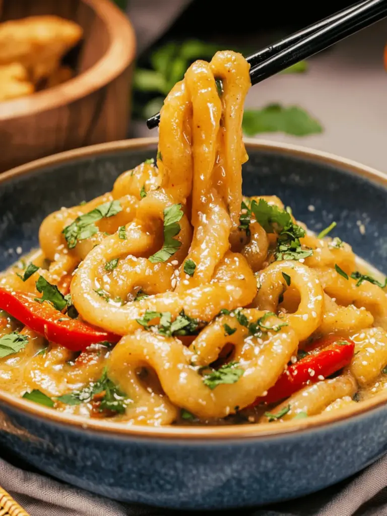 Erdnussbutter Udon Nudeln