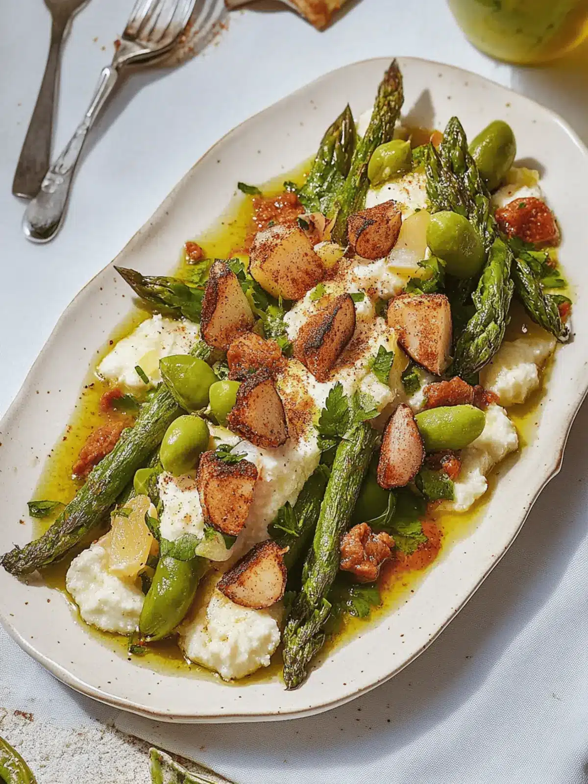 Aromatischer Spargel aus dem Ofen mit Feta-Creme