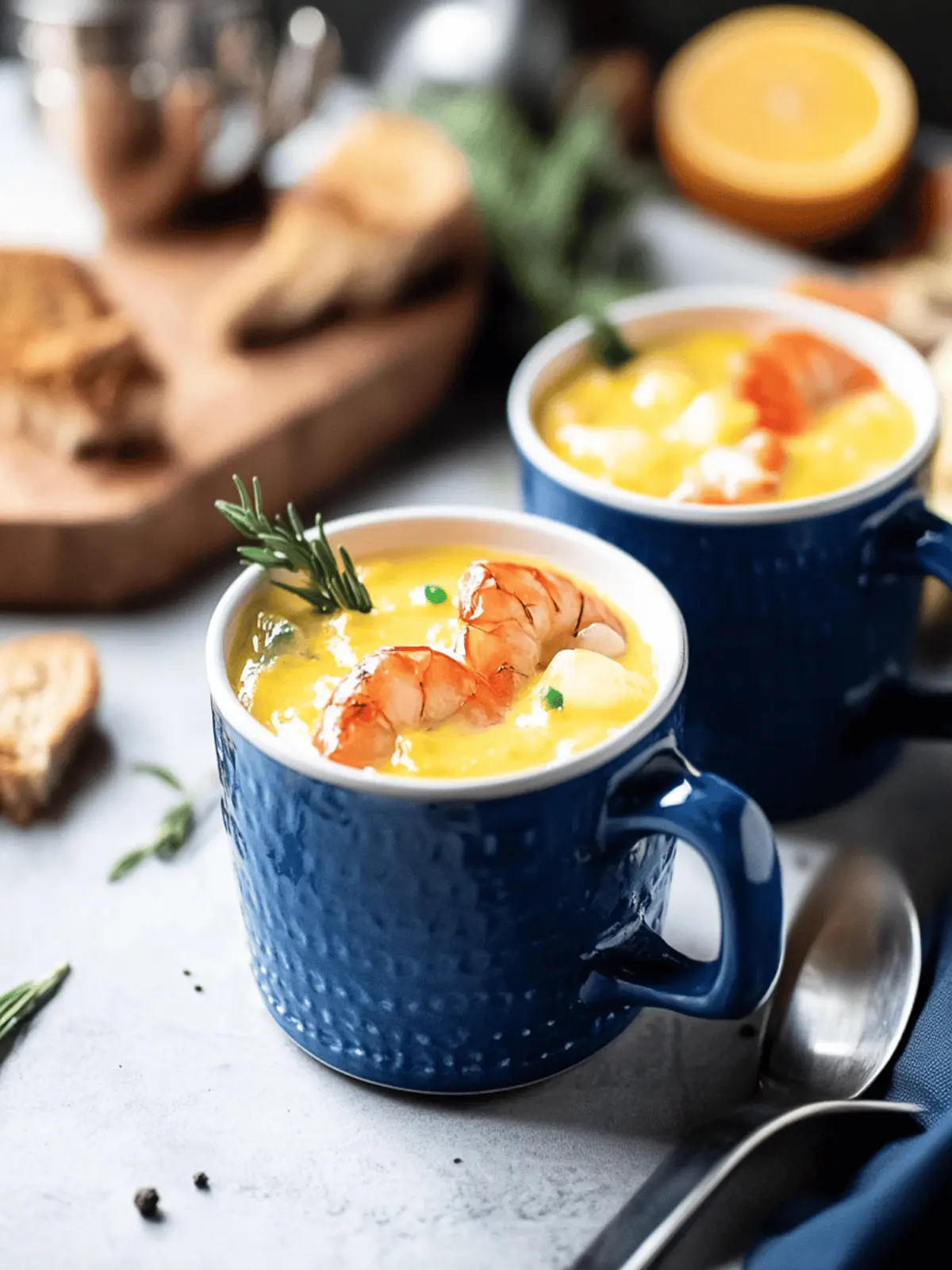 Kürbissuppe mit Garnelen