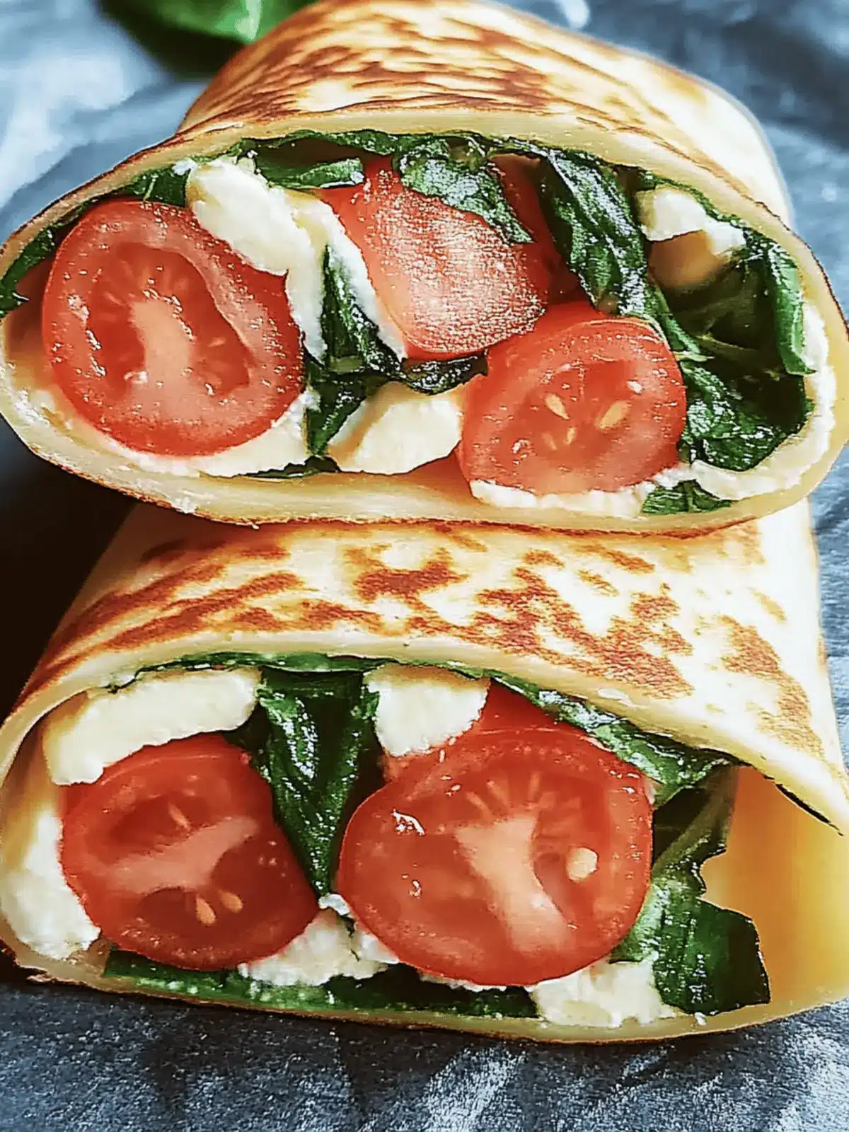 Vegetarischer Wrap mit Tomate und Mozzarella